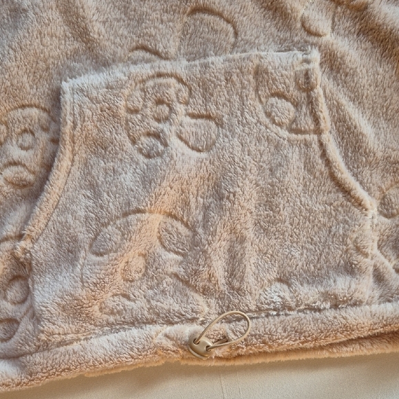 Plush Beige Hoodie With Etched Mushrooms Junior Size (7-9) - Picture 4 of 5